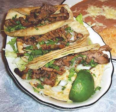 25 *Asada Grilled steak. *Carnitas Braised pork. Ensaladas *Al Pastor Marinated pork. *Chorizo Mexican sausage. Taco Salad 5.