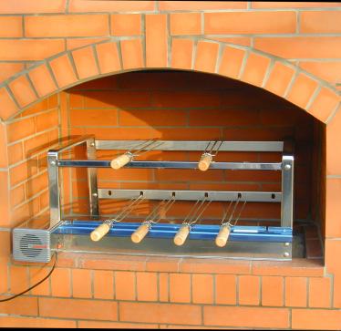 The firebox can be surrounded by regular bricks that are cut to fit as shown above or using a stone such as slate or granite or even glazed ceramic tile as shown on the unit to the right.