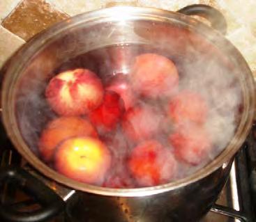 Step 4 - Peeling the Peaches Peaches and nectarines should be peeled, as their skins can be tough / chewy in