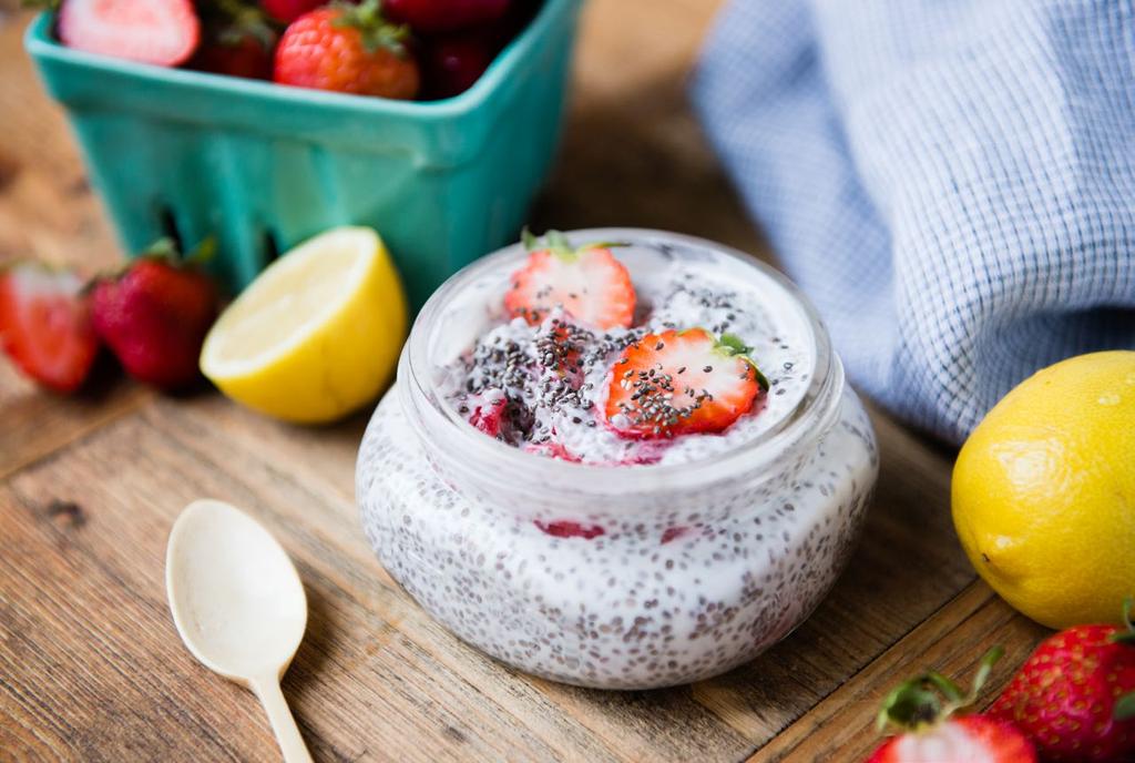 SERVES STRAWBERRY LEMON chia pudding The bright flavors of strawberry and lemon are perfect with the creaminess of coconut milk in this pudding.
