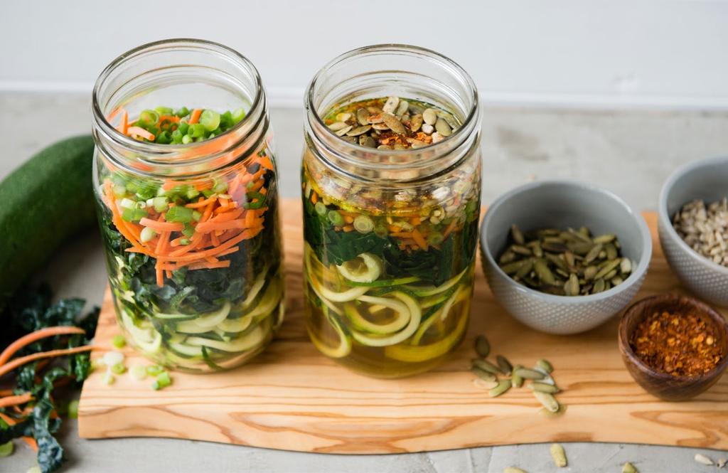 SERVES 2 ZOODLES IN A JAR Instant Noodles, meet Instant Zoodles. This healthy melange of veggies may just become your new favorite easy meal. It s great for work or a quick dinner.