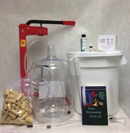 KITS AND JUICE Premium Wine Equipment Kit Complete with a ten gallon primary fermentor and lid, a six-gallon PET Plastic Bottle secondary fermentor, an air lock and stopper, 25 Campden tablets, a