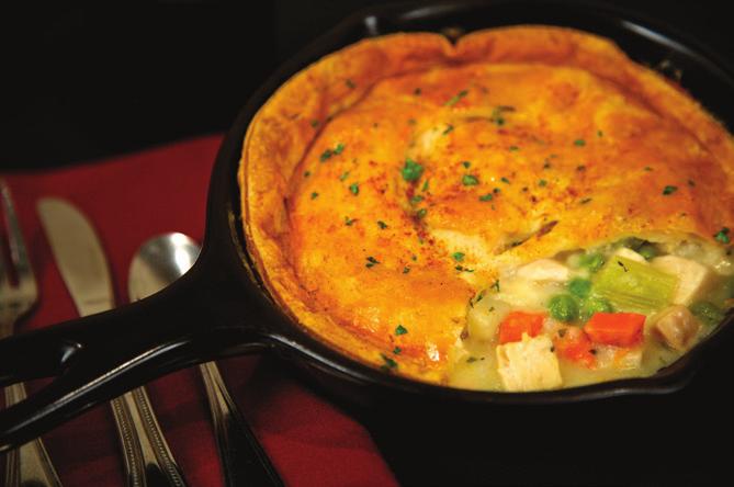 COUNTRY SPECIALTIES Homemade Chicken Pot Pie Generous portion of chicken breast blended with fresh vegetables in a rich creamy sauce, topped with our homemade flakey crust.