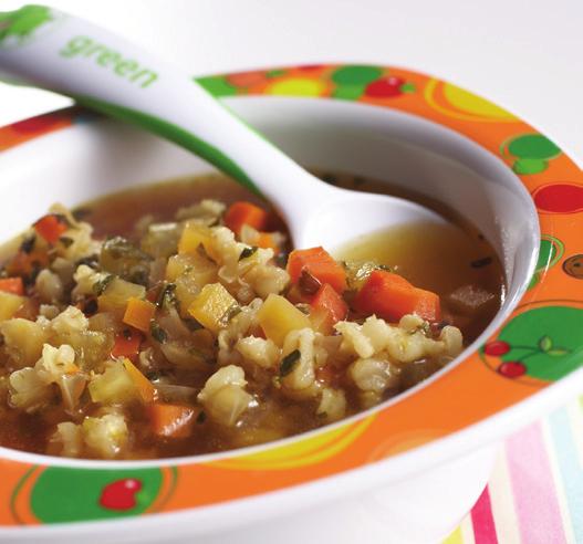 Mmm Mami Soup ½ cup barley 3 cups water 1 tablespoon olive oil 1 cup onion, diced 1 cup carrot, diced 1 cup celery, diced 1 cup turnip, diced 1 tablespoon thyme 1 tablespoon parsley 4 cups low-sodium