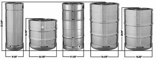 Capacity 1 6 Barrel or Pony Keg ¼ Barrel Full-Size Keg Euro Keg Cylinder (¼ Barrel) (½ Barrel) Gallons 5-5.16 7.75 7.75 15.50 13.2 Ounces 661 992 992 1984 1690 # of 12 oz.