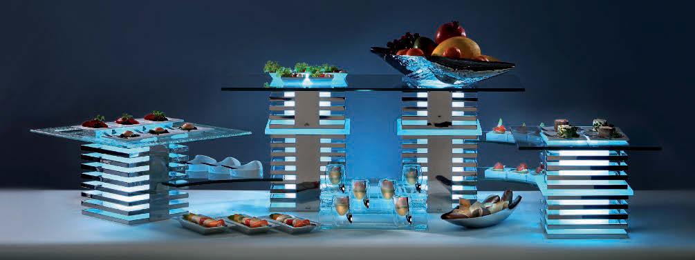 Skyline buffet system allows a maximum of flexibility for most exclusive buffet presentations.