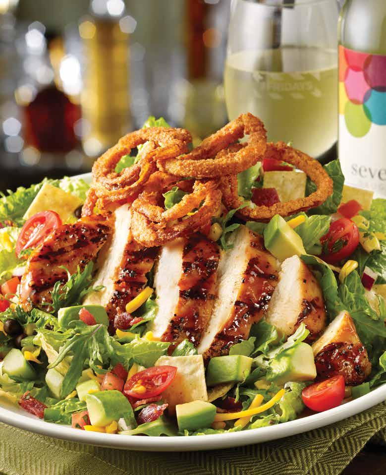 BBQ Chicken Salad & Seven Daughters Moscato S O U P S A N D CAESAR SALAD WITH GRILLED CHICKEN cal. 810 Grilled all-natural chicken breast over romaine and kale, tossed in Caesar dressing.