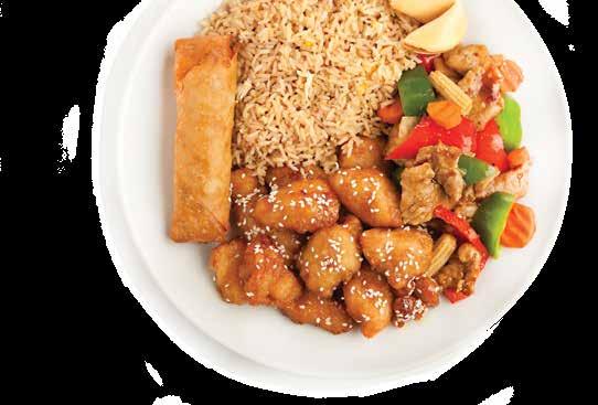 asian SESAME CHICKEN chinese buffets Two Entrée Buffet Includes choice of two entrées, one appetizer, egg roll or crab rangoon and fried or steamed