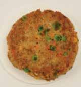 Nut and Vegetable Based Vegetarian Patties Ingredients % Chilled coarsely chopped peanuts 23.7 Frozen finely chopped blanched carrots 18.8 Ice water 10.0 Finely chopped fried and chilled onions 9.