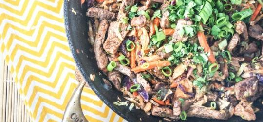 Moo Shu Beef Stirfry Prep Time: 10 Minutes Cook Time: 15 Minutes Total Time: 25 Minutes SERVINGS: 2 Serving Size: 1.