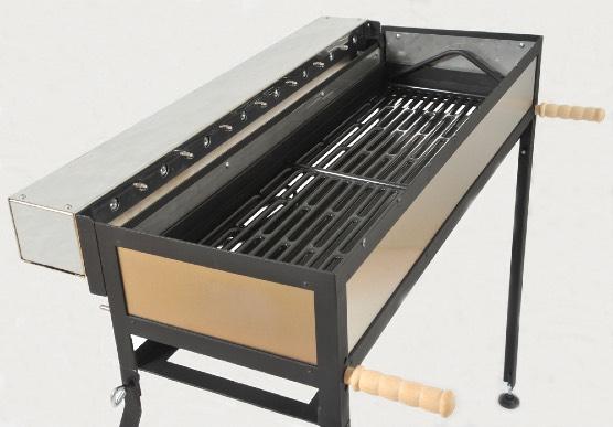Charcoal grill 8 Accessories 970.00 Height: 112cm Grilling area - length 100cm; Depth 35 cm Voltage 230V Electric.