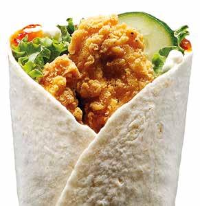 Big Flavour Wraps / Salads The Sweet Chilli Chicken One (with a choice of Crispy or new Grilled Chicken) Tortilla Wrap: EITHER: WHEAT Flour (67%), Water, Stabilisers (Glycerol, Sodium Carboxy Methyl