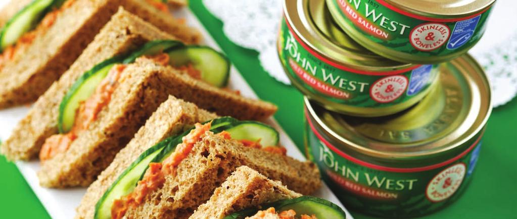 SALMON AND CUCUMBER SANDWICHES SIMPLE, YET IMMENSELY TASTY SERVES 2 LUNCH -4- Start by buttering all four slices of wholemeal bread and put to one side In a small bowl mix the readyto-use Skinless &
