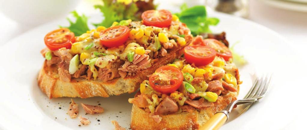 TUNA MELT CLASSIC FISH-TASTIC LUNCH SERVES 2 LUNCH -2- First, preheat your grill Toast the sourdough bread on both sides, place it onto an oven tray and arrange the tuna over the toast In a separate