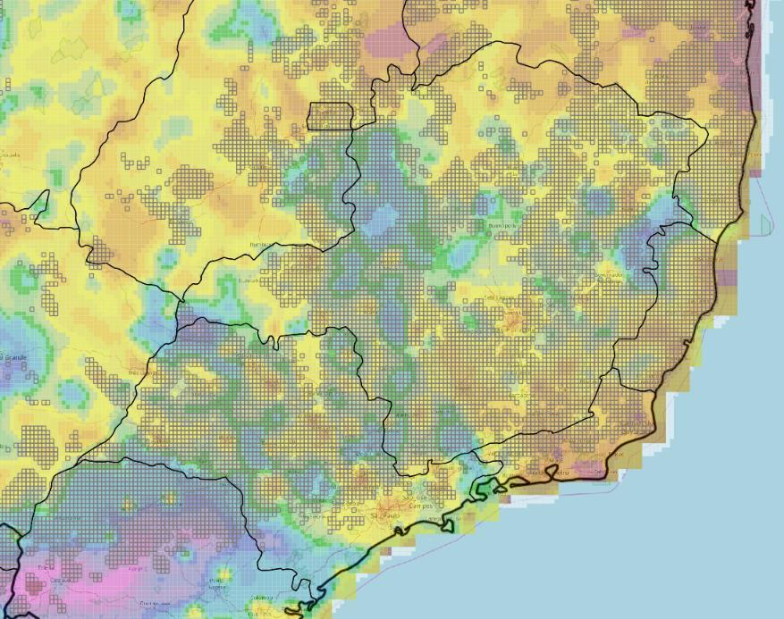 Rainfall with coffee areas October 26 to November 1, 2017 Rainfall mm total Note the very high variability - spatial and weekly total (time) - of rainfall.