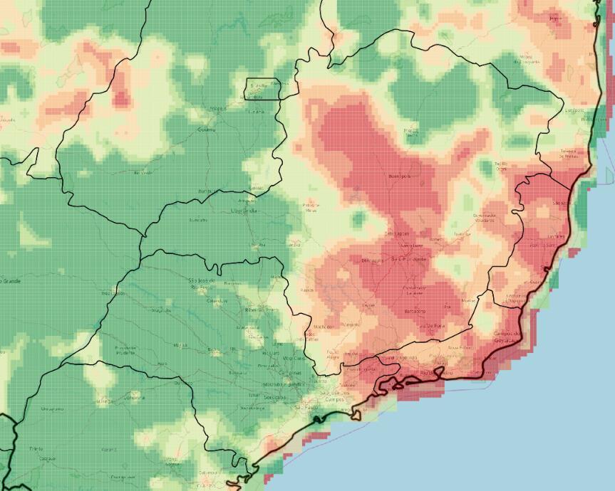 P/PET P/PET - November 2 to November 8, 2017 Minas Gerais and Espirito Santo pretty dry this past week Map 7 P/PET an expression that relates rainfall to the evaporative demand of the environment