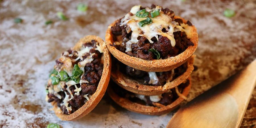 Taco Tartlets Yields 11 total tartlets. Per tartlet, they are: 241 Calories, 19.4g Fats, 1.7g Net Carbs, and 13.1g Protein.