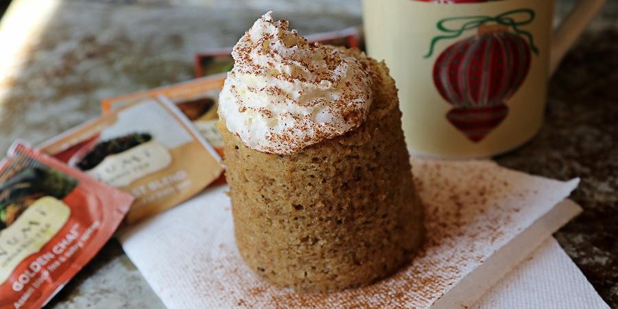 Chai Spice Mug Cake Yields 1 Serving. Per serving this is 439 Calories, 42g Fats, 4g Net Carbs, and 12g Protein.