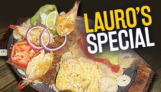 Served over a bed of rice with borracho beans and chile con queso. $10.99 MARISCOS TAMPIQUEÑA One 6 oz. beef or chicken fajita and one cheese enchilada.