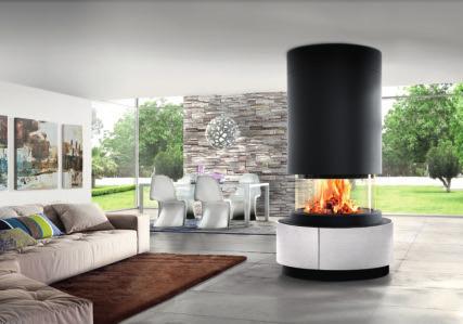 Fireplace fit-ted with an exclusive electrically-operated rise and fall system
