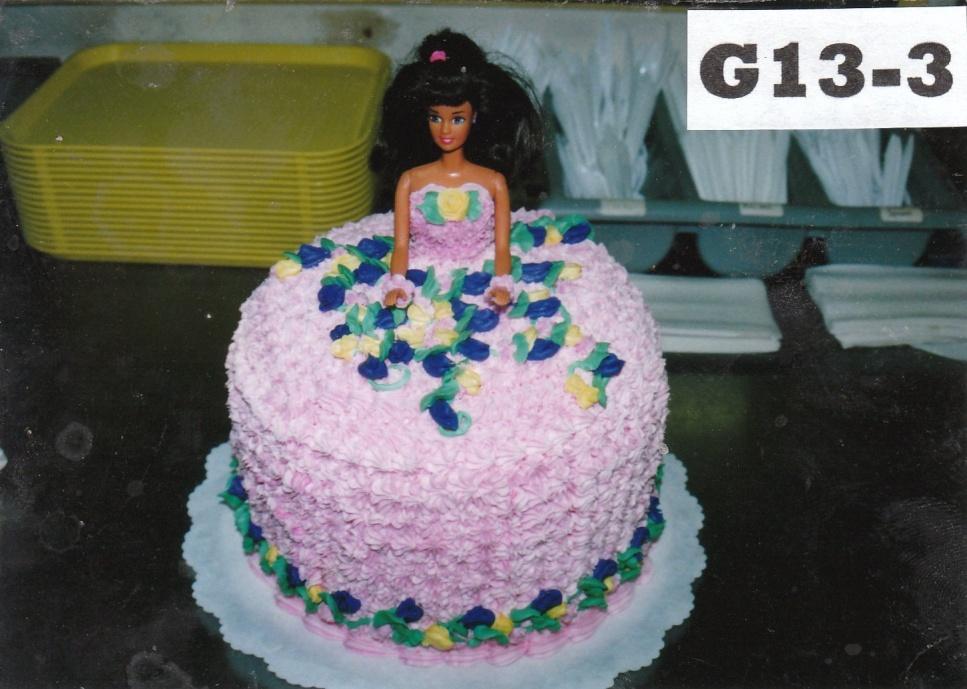 99 G13-2 Notes: All Barbie cakes are 3-layer, 10 round cakes that