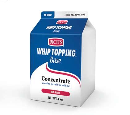The difference between Rich s Whip Topping Base and other non-dairy creams is its superior stability, high overrun, versatility and cost benefit to the customer.