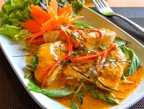 PANANG GAI / MOO / KUNG Spicy red curry with coconut milk, chili, basil and choice of