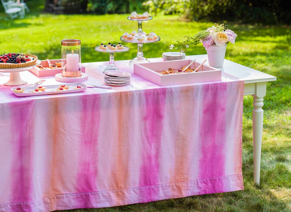 DIP-DYED TABLECLOTH Save money and get a personal look by making your own table covering.