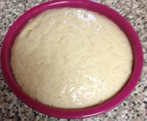After ten more minutes, the yeast foam was ready to overflow the bowl.