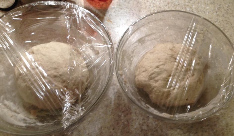 After one hour of rising, the dough with activated yeast (on the left) is clearly larger.