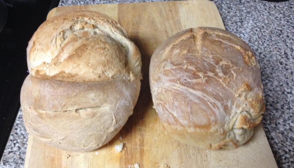 I compared the bread made with a starter after 12 hours to one made with a starter that sat for 24 hours.