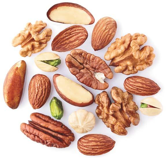 Tree Nuts Almonds, Brazil nuts, hazelnuts, macadamia nuts, pecans, pistachios, and walnuts are all tree nuts.