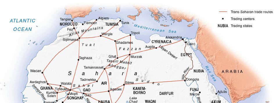 Trans-Saharan Trade Routes: Ancient trade routes connected sub-
