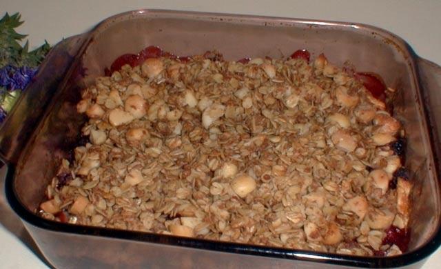 Makes servings. hour, minutes Serving Ideas: Serve with "Macadamia Nut Cream" (see recipe). -Pineapple-Berry Crisp Servings Per Recipe from fat Total Fat. g Saturated Fat. g Sodium mg Carbohydrate.