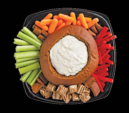 paired with Muenster, smoked Gouda, sharp cheddar or Havarti cheeses served with your favorite Hellmann s spread serves 16-20 guests or 24-30 guests other fresh trays Dill Dip Appetizer Tray (serves