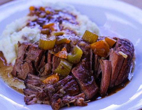 RECIPE 1 ROADHOUSE POT ROAST (SINGLE RECIPE, DO THIS TWICE) ALDI INGREDIENTS 2 lb chuck roast cup onion, chopped bell pepper (any color), chopped 3/4 cup celery, chopped 2 large potatoes, chopped