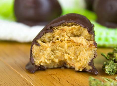 Mix together peanut butter, almond flour, cannabis honey and vanilla extract. 2. Roll 1 tablespoon of mixture into balls. 3.