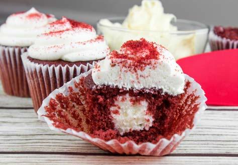 SW EET RED VELVET CUPCAKES WITH BUTTERCREAM FROSTING PREP:20MINS COOK:20MINS SERVINGS:15 THC:APPROX23MG EA 1 1/4 C flour 1/4 C unsweetened cocoa powder 1/2 tsp baking soda 1/4 tsp salt 1/2 C