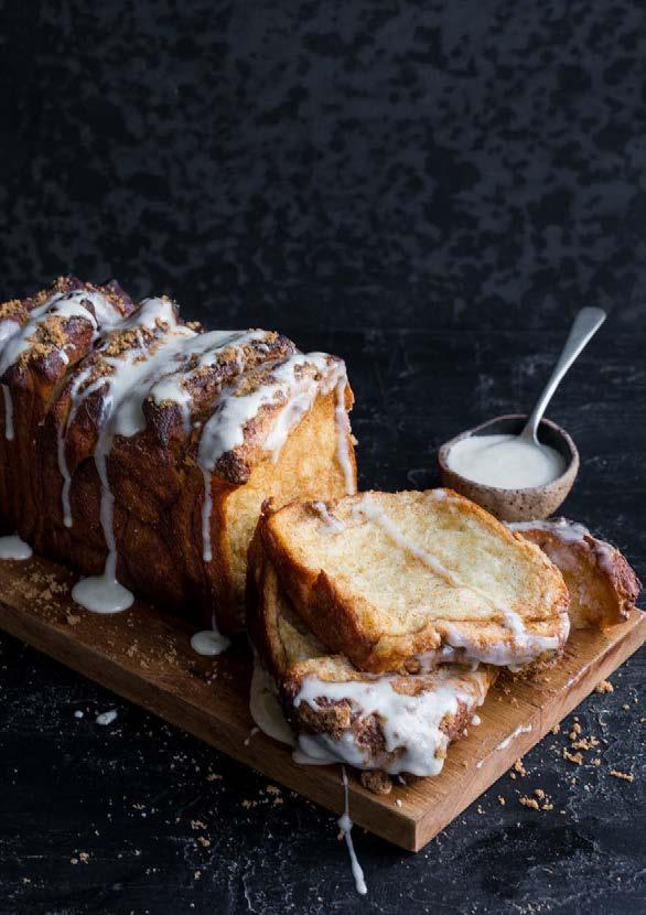 Cinnamon Pull Apart Loaf SERVES: 12 PREP: 35 MIN + RESTING COOK: 35 MIN DIFFICULTY: MEDIUM Imagine tender slices of buttery bread, baked together with a slick of sweet cinnamon sugar between them.