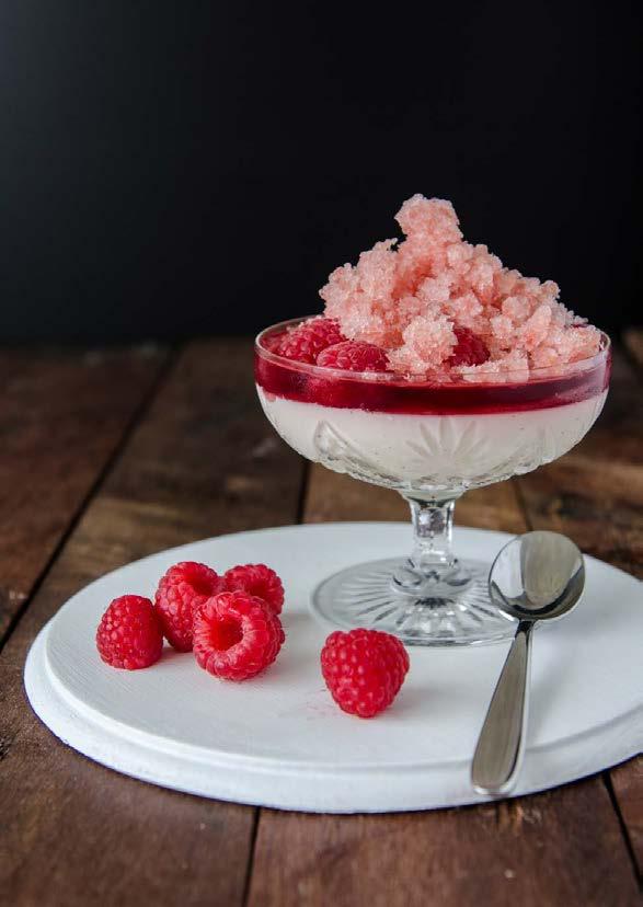 Coconut Vanilla Panna Cotta with Watermelon Granita This icy cold panna cotta will cool you down after a long, festive lunch.