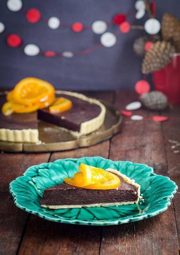 Chocolate Ganache Tart with Candied Orange SERVES: 8 PREP: 35 MIN COOK: 1 HR 10 MIN DIFFICULTY: EASY This show-stopper of a tart is completely decadent and delicious - from the candied oranges, to