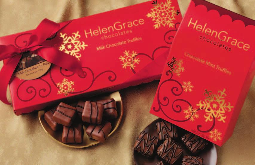 Christmas Truffles Milk chocolate meltaway truffle center drenched in milk chocolate with dark chocolate drizzles.