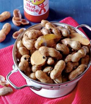 8 hot dogs Recipe 5 Ramblin Wreck Boiled Peanuts Hot Spiced Boiled Peanuts Yield: about 4 cups 2 pounds raw peanuts in shell ¹ ³ cup salt ¾ cup hot sauce 1 (3-inch) piece fresh ginger, sliced 1
