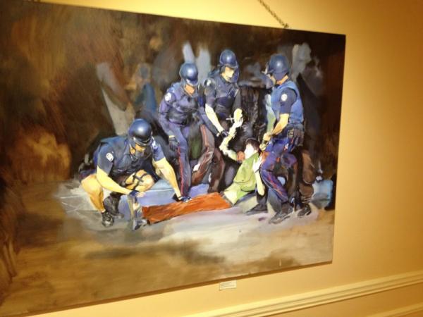 clowns and this police brutality portrait: Way to set the mood... Ok, on to the good stuff! Occhipinti time!