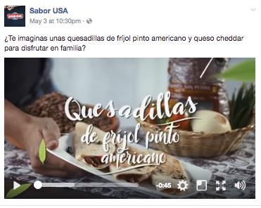 American Pinto Bean quesadillas The video had 74,000 views,