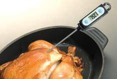 Minced meat and sausages should be cooked right through, and pork and poultry juices should run clear use a meat thermometer to check temperatures.