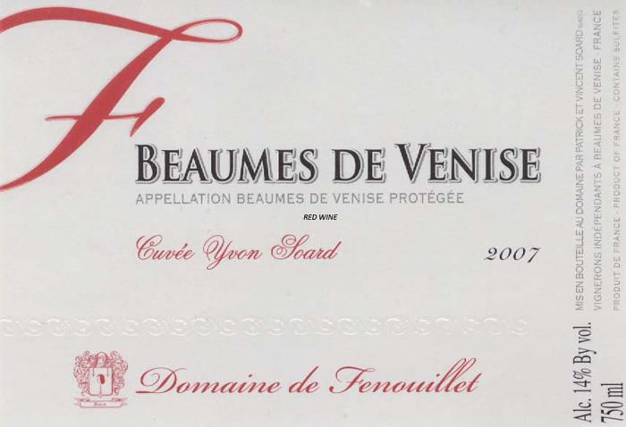 YVON SOARD GENERAL Appellation Beaumes de Venise Cepage/Uvaggio Syrah, Grenache, Mourvèdre %ABV 14% by vol # of bottles produced 6 800 bottles Grams of Residual Sugar <2 gr/l VINEYARD AND GROWING