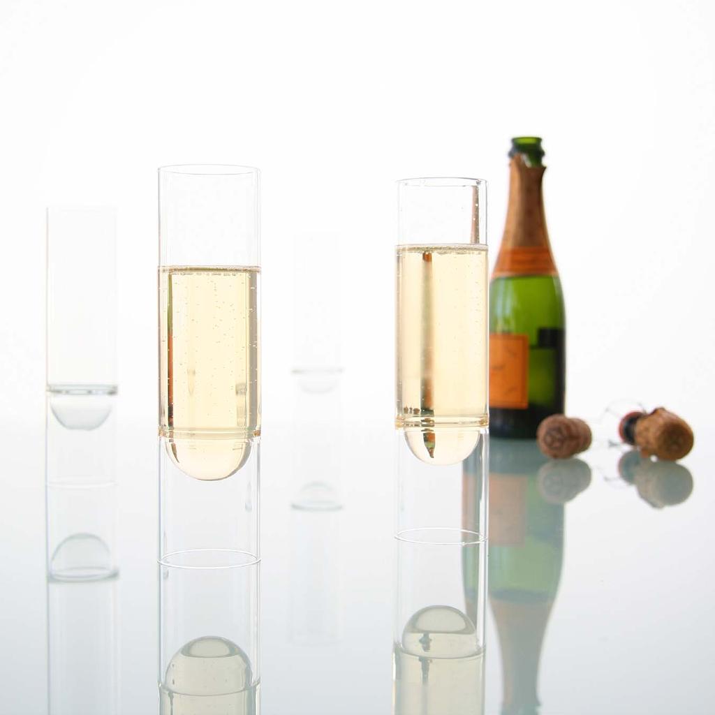 a contemporary champagne flute, lending clean lines and a fresh expression to a wonderful