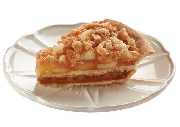 2318059 6/42 OZ CHFPIER PIE APPLE SLTD CARAMEL 8 SLICE Chunks of cinnamon-spiced apples, and a sweet yet complex salted caramel layer, harmoniously halved by a layer of our flakiest piecrust and