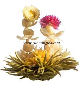 2)Ingredient: 1 marigold,8 jasmine flower, 1 chrysanthemum, 1 globe amaranth 龙凤戏珠 BMGE-074 Xu Ri Dong